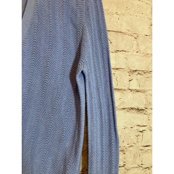 Burgess Pointelle Cardigan Women Large Silk Blend Baby Blue Soft Girl Beachy - Picture 4 of 12